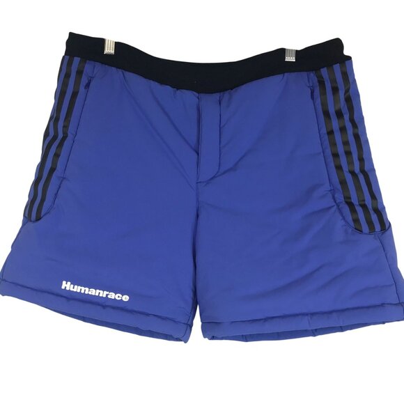 ADIDAS - MEN'S MEDIUM - BLUE POLYESTER HUMANRACE PUFFER SHORTS - Picture 1 of 10